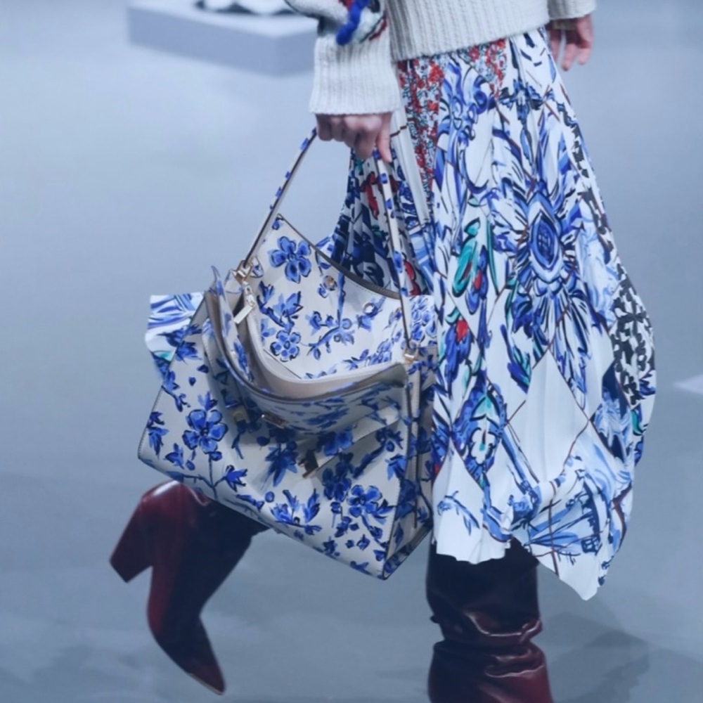 Tory Burch Blue and White Floral Skirt